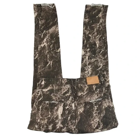 Purple-Brand Marbled Brown Camo Button Fly Distressed Cargo Jean Size 31x32